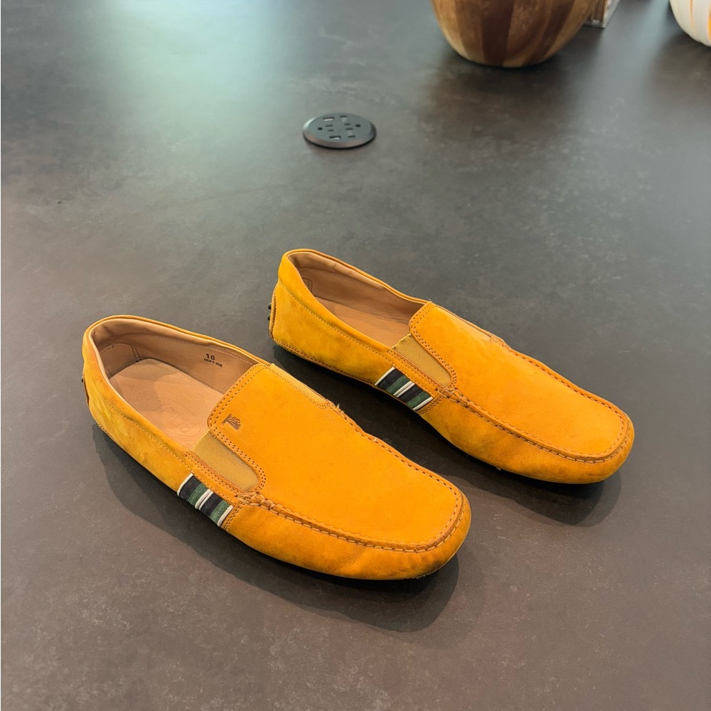 Tods Yellow Suede Loafers
